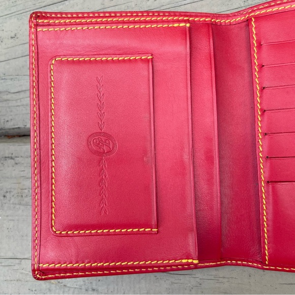 Ines De La Fressange Paris red leather wallet with yellow leaf stitched - Picture 8 of 16